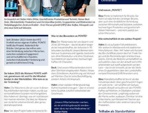 Artikel über unsere Kaffeerösterei PONTE im INSIDER KREFELD erschienen